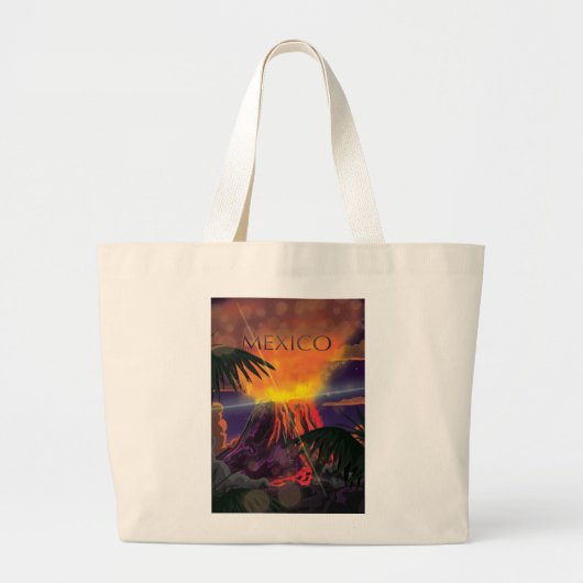 Mexico Vulkandreigingsposter Grote Tote Bag (Voorkant)