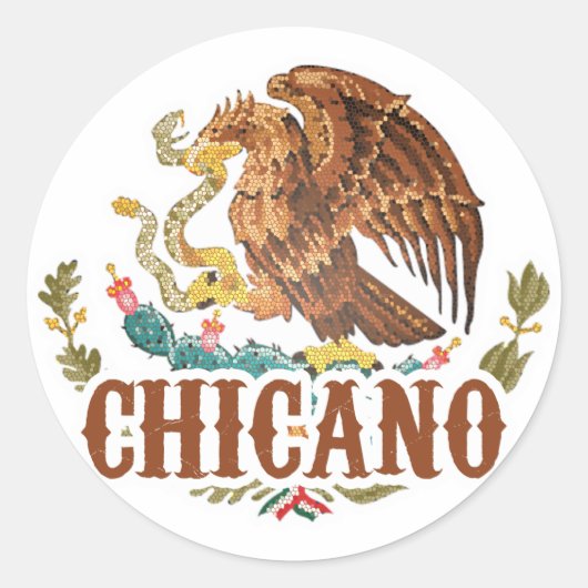 Mexico wapen Chicano Ronde Sticker (Voorkant)