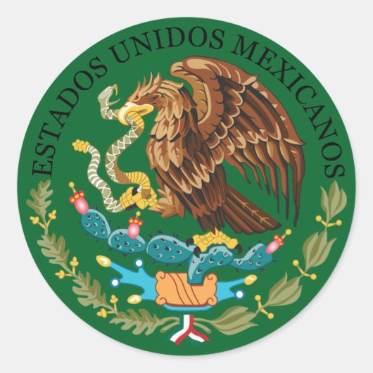 Mexico Wapenschild Ronde Sticker (Voorkant)
