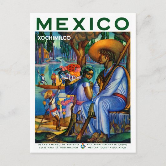 Mexico Xochimilco Vintage Poster hersteld Briefkaart (Voorkant)