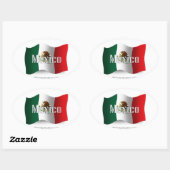 Mexico zwaaiende vlag ovale sticker (Vel)