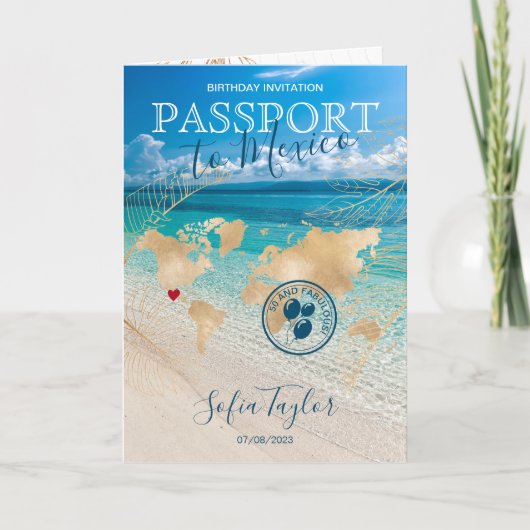 Mexique 50 et fabuleuse carte de passeport d'anniv (Devant)