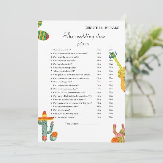 Mexique Cactus Mariage jeu de chaussures jeu carte (Debout devant)