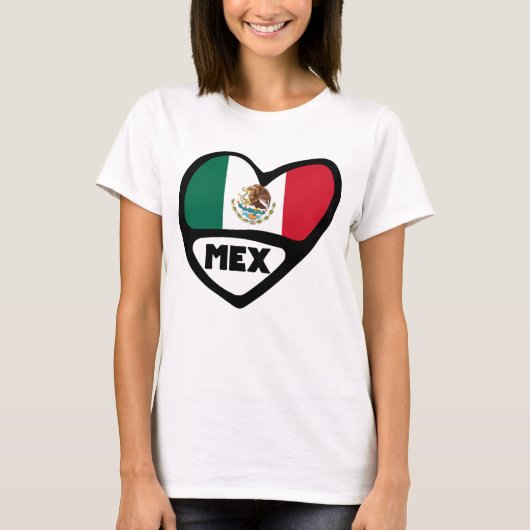 Mexique Code Pays Coeur Drapeau, T-shirt MEX (Devant)
