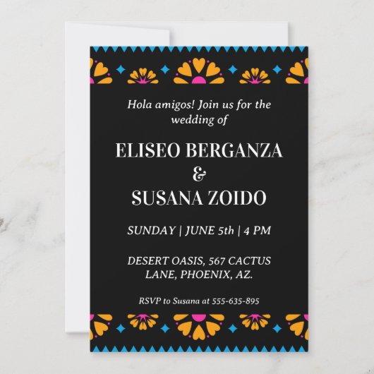 mexique coloré invitation mexicaine mariage (Devant)
