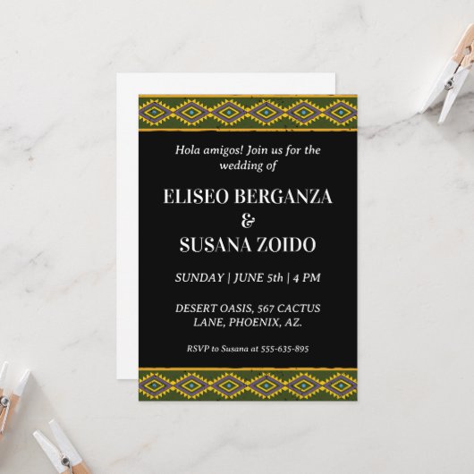 mexique coloré invitation mexicaine mariage (Devant/Arrière en situation)