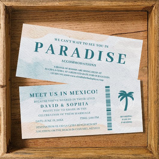 Mexique Destination Mariage Carte d'embarquement