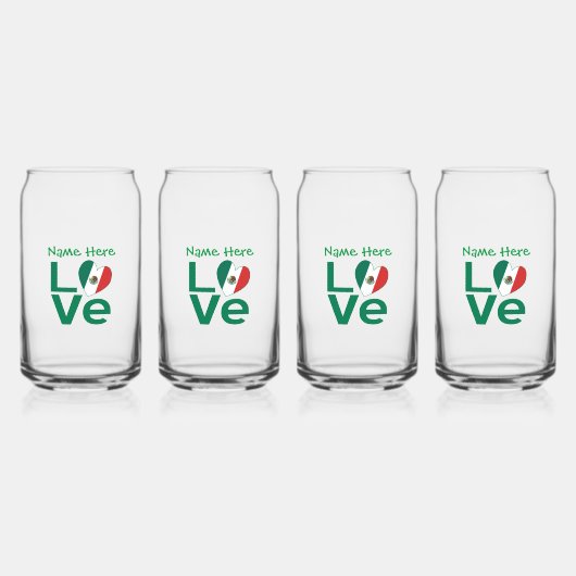 Mexique Drapeau Coeur Vert AMOUR Personnalisé (Recto)