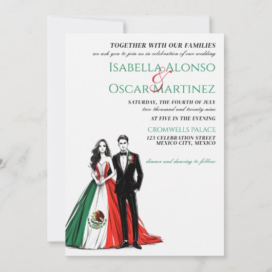 Mexique Faire-part de mariage à deux (Devant)