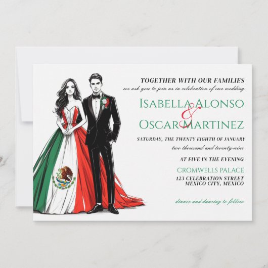 Mexique Faire-part de mariage à deux (Devant)