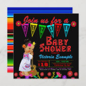Mexique Fiesta Baby Girl Douche Invitations (Devant / Derrière)