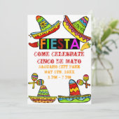Mexique Fiesta Cinco de Mayo Invitations Blanc (Debout devant)