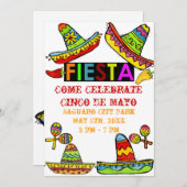 Mexique Fiesta Cinco de Mayo Invitations Blanc (Devant / Derrière)