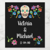 Mexique Fiesta Sugar Crâne broderie Vins Étiquette (Étiquettes simples)