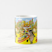 Mexique Homme Donkey Sombrero Papillon Mug jaune (Centre)