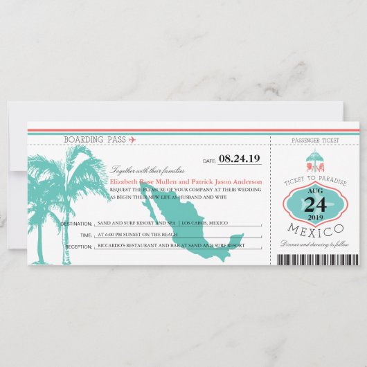Mexique Mariage de carte d'embarquement (Devant)
