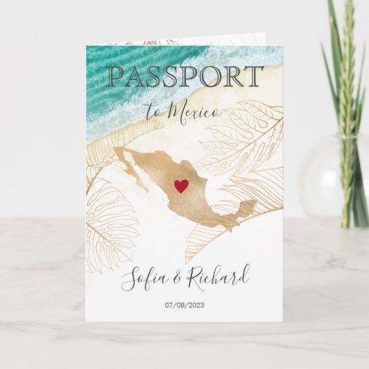 Mexique Mariage Destination Passport Carte du mond (Devant)