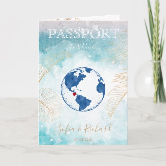 Mexique Mariage Destination Passport Carte du mond (Devant)