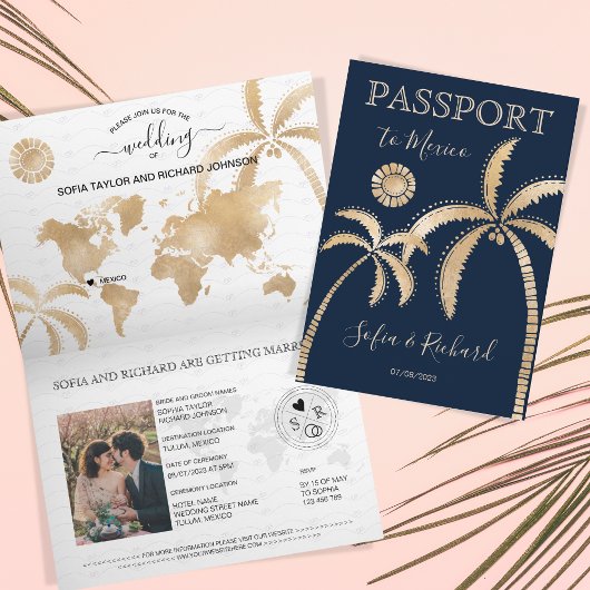 Mexique Mariage Destination Passport Carte du mond