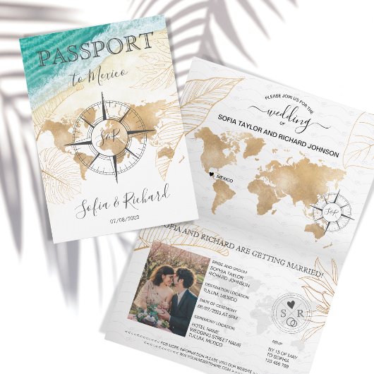 Mexique Mariage Destination Passport Carte du mond