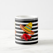 Mexique Sombrero Noir Blanc Stripe Mug (Centre)