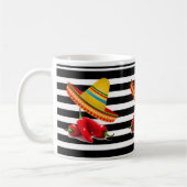 Mexique Sombrero Noir Blanc Stripe Mug (Gauche)