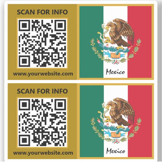Mexique Stickers de code QR moderne, drapeau mexic (Devant)