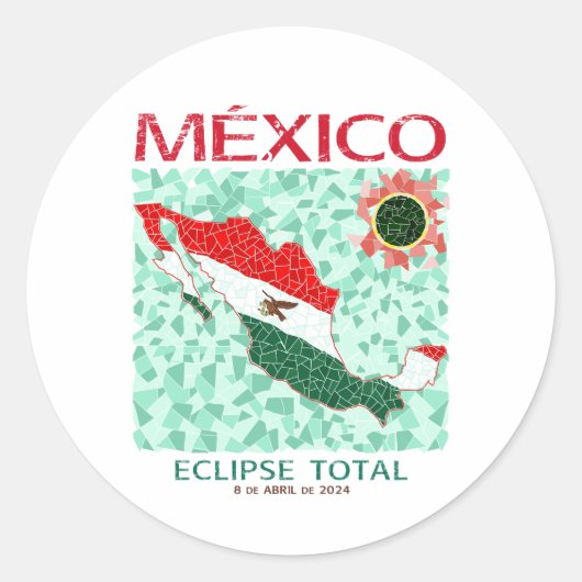 Mexique Total Eclipse Round Sticker (Devant)