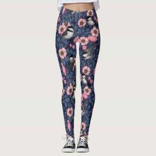 Mezen in de wilde roos in roze en blauw leggings