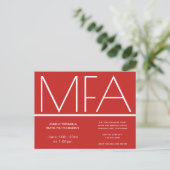 MFA grade Red Graduation Party Invitation (Debout devant)