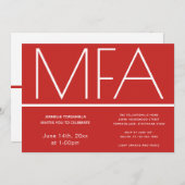 MFA grade Red Graduation Party Invitation (Devant / Derrière)