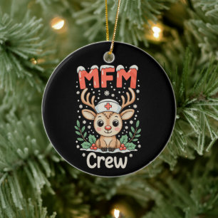 MFM Verpleegster Crew Rendier Kerstmis Kerst Vakan Keramisch Ornament