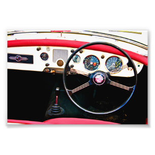 MG A Klassieke British Sports Car Interior Foto Afdruk