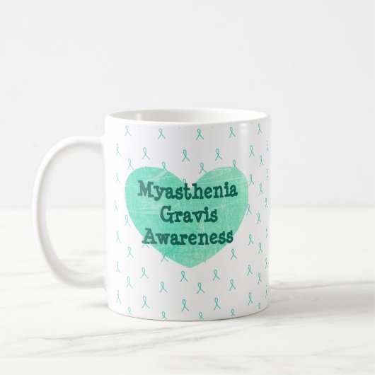 MG Awareness Ribbons Koffie Mok Blauwgroen (Links)