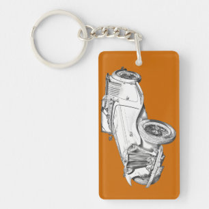 MG Converteerbare Antiek autoillustratie Sleutelhanger