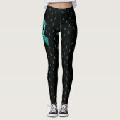 MG Leggings de rubans noirs et Turquoises (Devant)