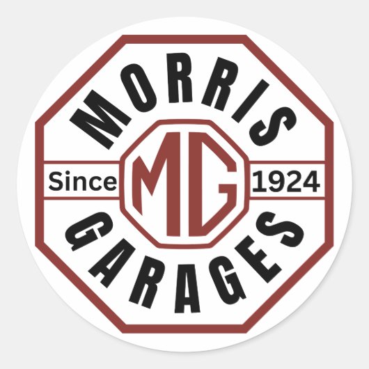 MG Morris Garages Ronde Sticker (Voorkant)