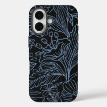 MG Zwart Botanisch Patroon IPhone case