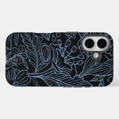 MG Zwart Botanisch Patroon IPhone case (Achterkant (horizontaal))