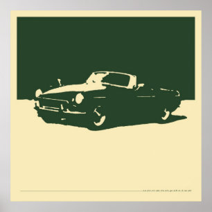 MGB, 1971 - British Racing Green on crème Poster