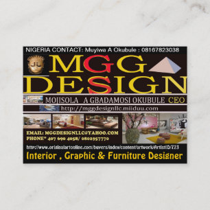 MGG DESIGN LLC-KAART (MOJISOLA A GBADAMOSI OKUBULE VISITEKAARTJE