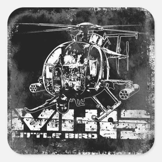 MH-6 Kleine Vogelvierkante Sticker (Voorkant)