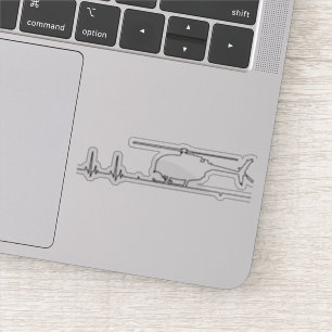 MH-6 Little Bird Helicopter Heartbeat Pulse Sticker