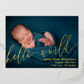 MHello World Photo Collage Gold Baby Faire-part (Recto)