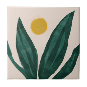 MHN Collectie met groene en gele tegel Tegeltje