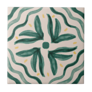 MHN Collectie met groene en gele tegel Tegeltje