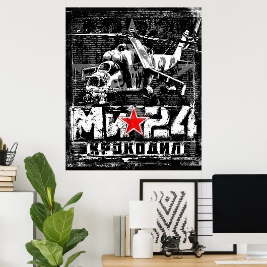 Mi-24 Grote Sovjethelikopter Poster (Thuiskantoor)