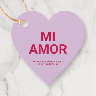 Mi amor paarse hart schattig Spaans Valentijnsdag Bedankjes Labels