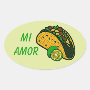 Mi Amor Taco en Limoen Ovale Sticker