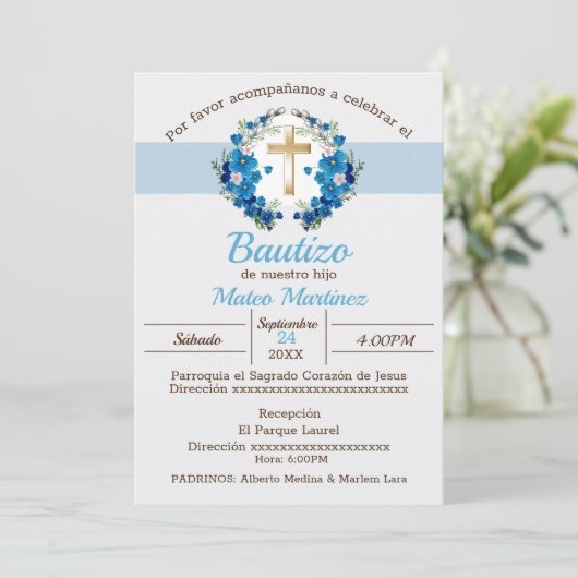 Mi Bautizo para niño Kaart (Staand voorkant)